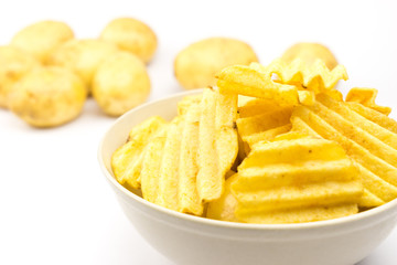 Set of potato chips close-up