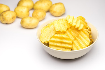 Set of potato chips close-up