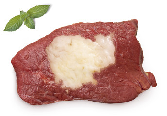 Roast beef meat and fat shaped as Cambodia.(series)