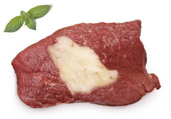 Roast beef meat and fat shaped as Saudi Arabia.(series)