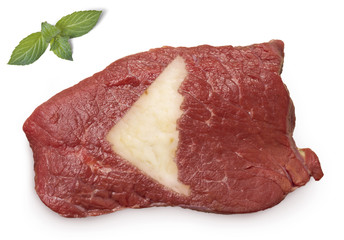 Roast beef meat and fat shaped as Yukon.(series)