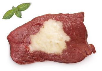 Roast beef meat and fat shaped as Belarus.(series)