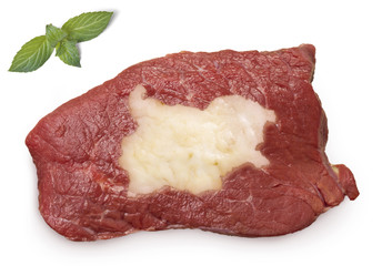 Roast beef meat and fat shaped as Bulgaria.(series)