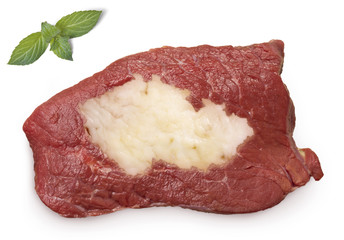 Roast beef meat and fat shaped as Czech Republic.(series)