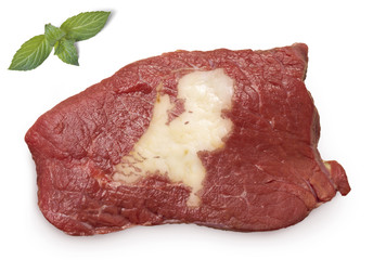 Roast beef meat and fat shaped as Netherlands.(series)