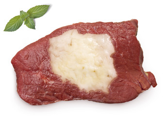 Roast beef meat and fat shaped as Poland.(series)
