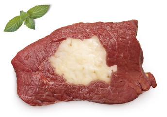 Roast beef meat and fat shaped as Romania.(series)