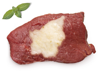 Roast beef meat and fat shaped as San Marino.(series)
