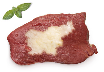 Roast beef meat and fat shaped as Slovenia.(series)