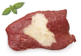 Roast beef meat and fat shaped as Iraq.(series)