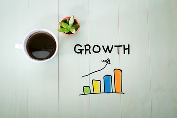 Growth concept with a cup of coffee
