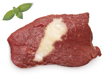 Roast beef meat and fat shaped as Lebanon.(series)