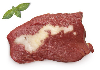 Roast beef meat and fat shaped as American Samoa.(series)