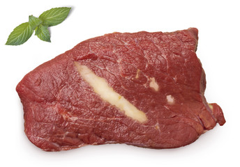 Roast beef meat and fat shaped as New Caledonia.(series)