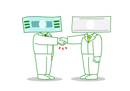 money head men shaking hands