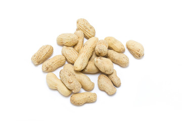 Peanuts isolated on white background.