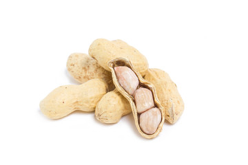 Peanuts isolated on white background.