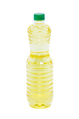 Plastic bottle of sunflower oil.
