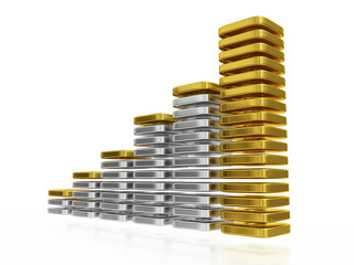 Gold and Silver Blocks Business Growth Bar Chart
