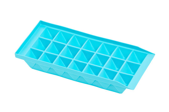 Empty blue ice tray isolated on white.