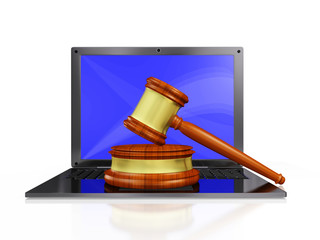 Judge Gavel Mallet on Laptop