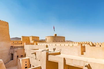 Wall murals Establishment work Rustaq Fort in the Al Batinah Region of Oman. It is located about 175 km to the southwest of Muscat, the capital of Oman.