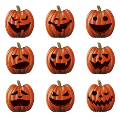 nine terrify halloween pumpkins with gestures