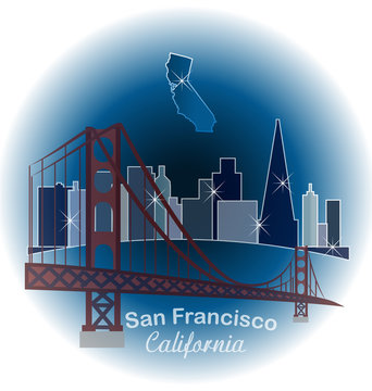 San Francisco blue skyline building sticker