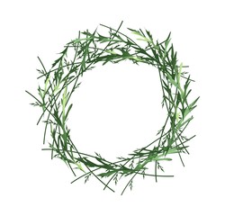 Beautiful Green Leaves Wreath on White Background