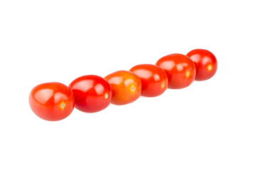 Red cherry tomatoes on white background