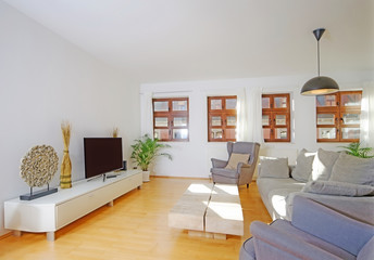 großes, modernes Wohnzimmer