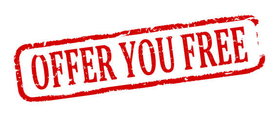 Damaged oval red stamp with the words -  offer you free - vector