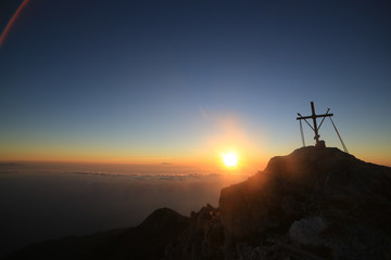 sunrise on the top of the mountain