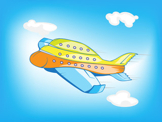 Flying Airplane Cartoon Vector Illustration