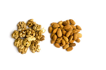 walnuts and almonds isolated