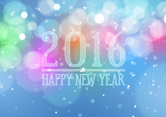 Happy New Year 2016 on Bokeh Light Background