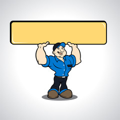 man with banner place for text