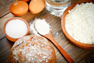 Bread, Flour, Egg and Water. Baking
