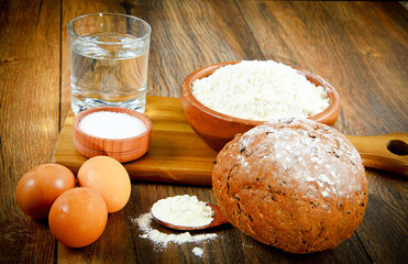 Bread, Flour, Egg and Water. Baking