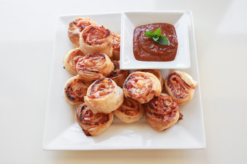 Homemade Hawaiian pizza rolls