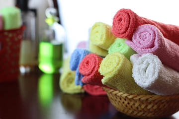 set of multi-colored towels