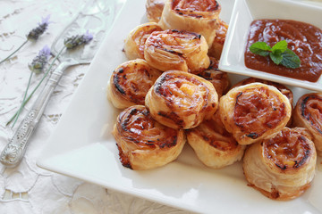 Homemade Hawaiian pizza rolls