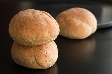 Buns on black background 