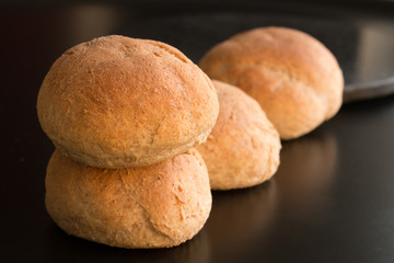 Buns on black background 