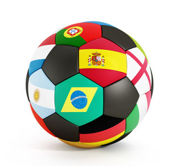 Obraz premium Soccer ball with country flags