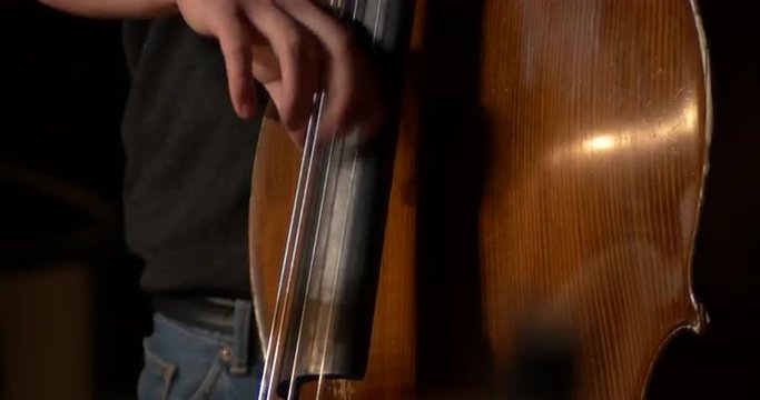  Jazz contrabass solo close up