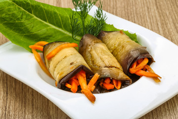 Eggplant rolls with carrot