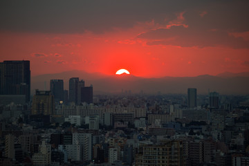 Fototapeta premium Zachód słońca w Tokio