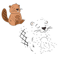 Connect the dots game beaver vector illustration © Oleksandr Pokusai