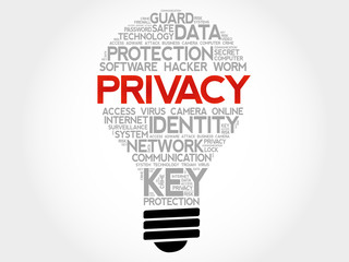 PRIVACY bulb word cloud, business concept